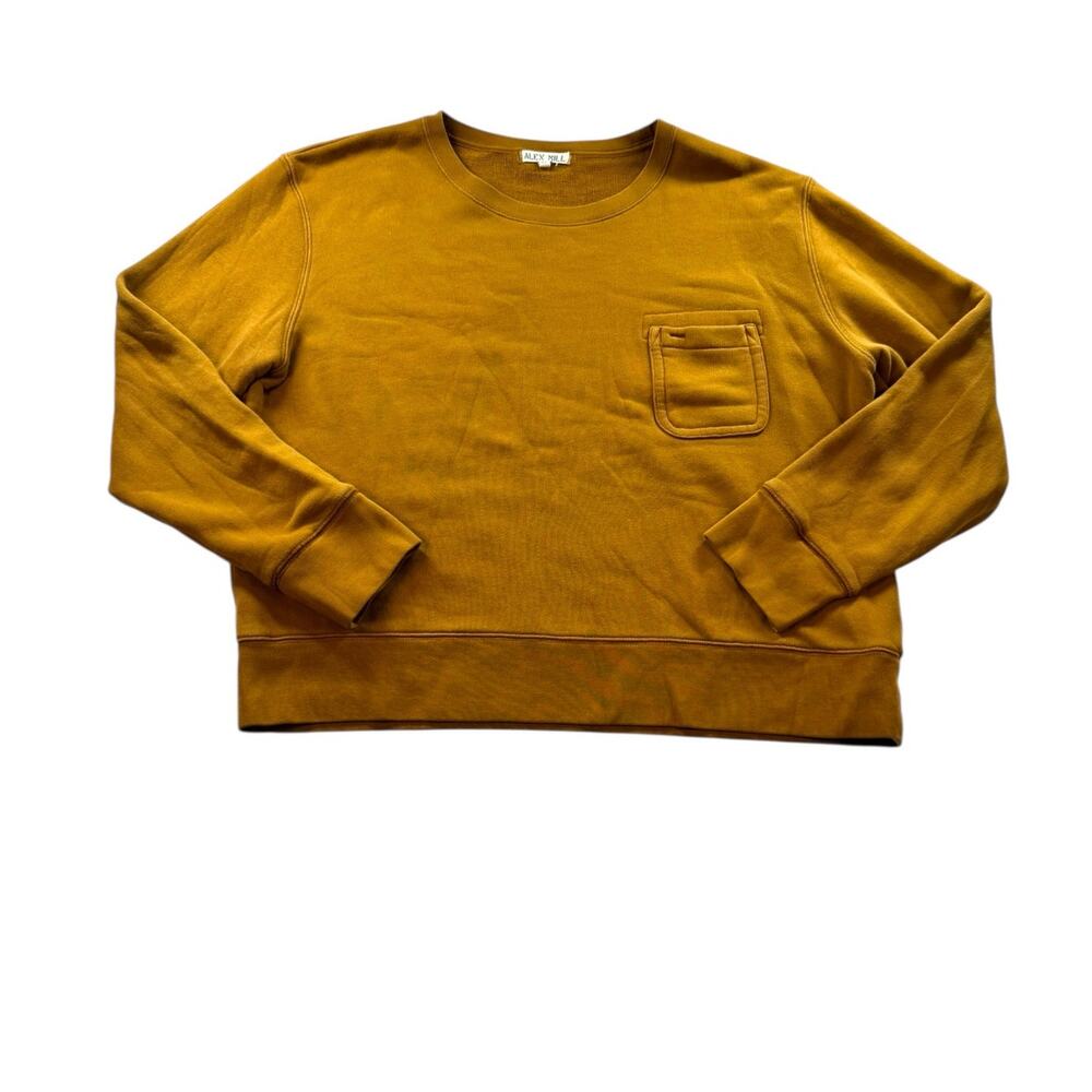 Alex Mill Fleece Pocket Sweatshirt Womens XL Burnt Honey Long Sleeve Pullover